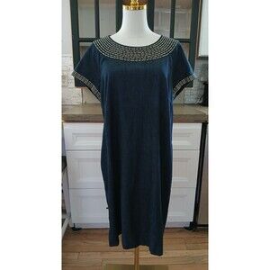 Dana Buchman Women's Size 14 Sheath Dress Pullover Egyptian Style 100% Cotton